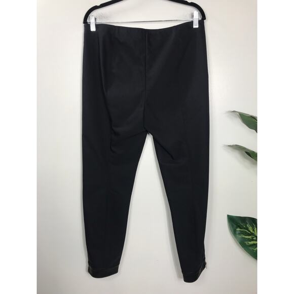 St. John Leather Cuffed Black Trousers Stretch Classic Old Money Sophisticated - Picture 3 of 10